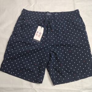 Denim & Flower mens navy blue red and white star print casual shorts Size XL 36